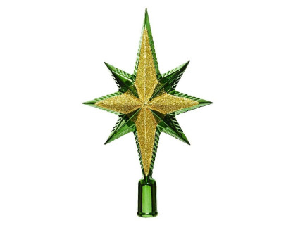 Верхушка Рождественская Звезда 25,5 см., зеленая, пластик, арт. 029178