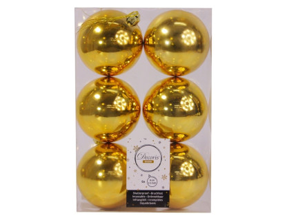 Набор пластиковых шаров Парис 80 мм., золото, глянцевые, 6 шт., Kaemingk, арт. 022050s