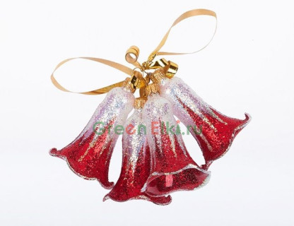 Набор колокольчиков Звонкий 8,5 см., 4 шт., красный, Елочка, арт. С 661-красный