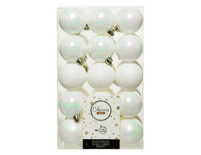 Набор пластиковых шаров Белая радужная коллекция 60 мм., mix, 30 шт., Kaemingk, арт. 023289