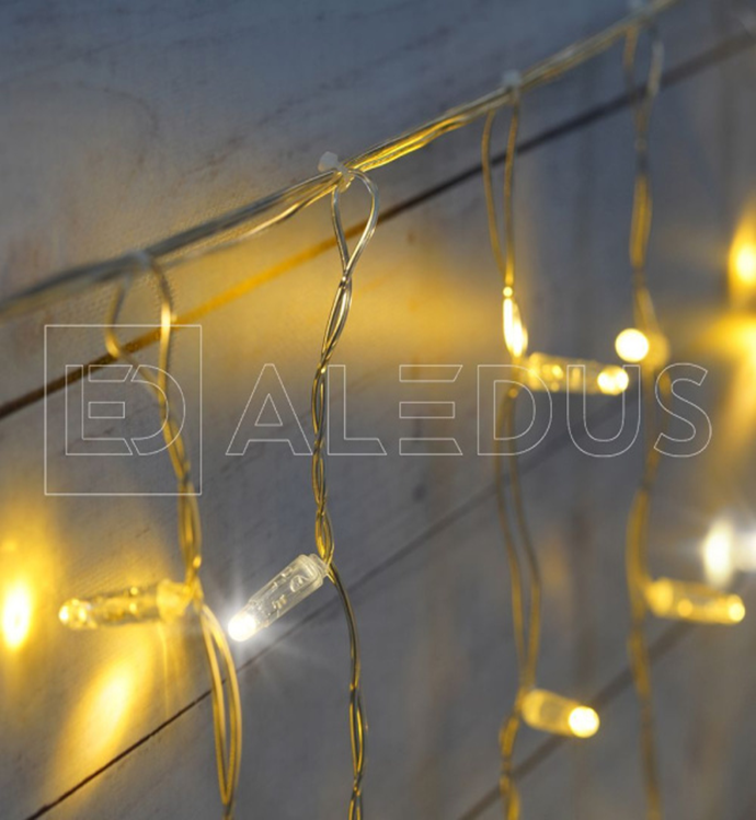 Электрогирлянда Бахрома ALEDUS 3x0.9 м, прозрачный провод, ПВХ, теплый белый, с мерцанием, арт. i-TP-3x0.9M-WW/F