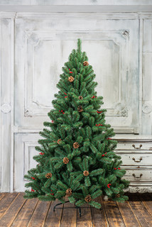 Искусственная сосна Новогодняя Сказка с шишками и ягодами 210 см., арт. 15210