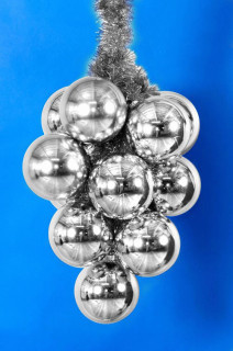 Украшение новогоднее Гроздь из шаров, 600 мм, серебро