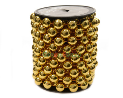 Бусы пластиковые Горошек XL 14 мм.*5 м., золотые, Kaemingk, арт. 167301