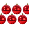 Набор пластиковых шаров Парис 80 мм., красный, глянцевые, 6 шт., Kaemingk, арт. 958004/022052s