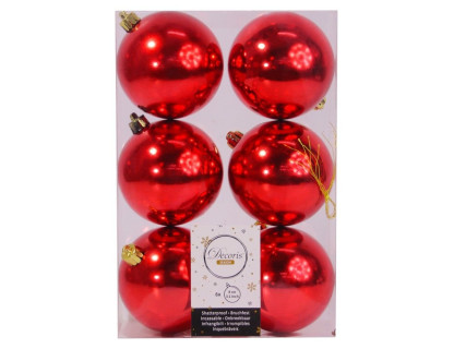 Набор пластиковых шаров Парис 80 мм., красный, глянцевые, 6 шт., Kaemingk, арт. 958004/022052s