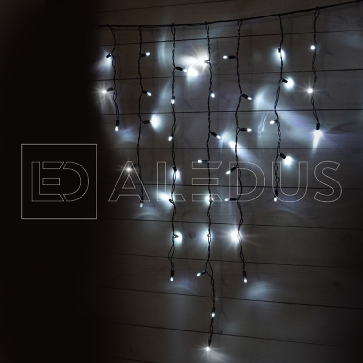 Электрогирлянда Бахрома ALEDUS 3x0.9 м, черный провод, ПВХ, белый, с мерцанием, арт. i-BP-3x0.9M-W/F