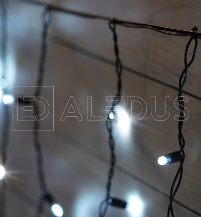 Электрогирлянда Бахрома ALEDUS 3x0.9 м, черный провод, ПВХ, белый, с мерцанием, арт. i-BP-3x0.9M-W/F