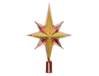 Верхушка Рождественская Звезда 25,5 см., розовый бархат, пластик, арт. 029179
