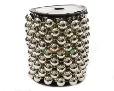 Бусы пластиковые Горошек XL 14 мм.*5 м., серебряные, Kaemingk, арт. 001112