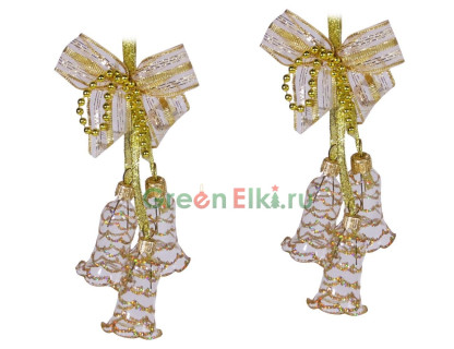 Елочное украшение колокольчики Брелок 8,5 см., золотой, 6 шт., Елочка, арт. С 888-золотой