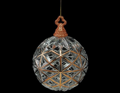 Пластиковый шар Морозное плетение 100 мм., прозрачно розовый с золотом, Forest Market арт. 181437