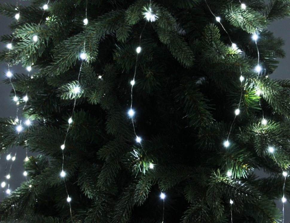 Электрогирлянда Звездный Ёлочный Дождик 16*2.4+5 м, 832 micro LED-огней, холодный белый, Kaemingk, арт. 496149
