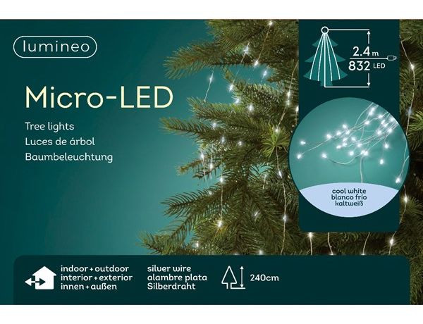 Электрогирлянда Звездный Ёлочный Дождик 16*2.4+5 м, 832 micro LED-огней, холодный белый, Kaemingk, арт. 496149