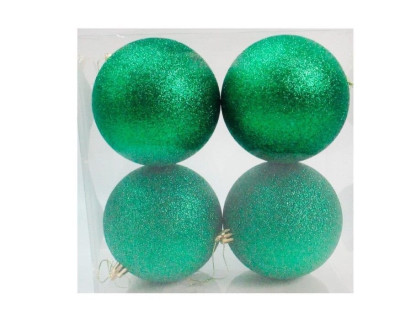 Набор однотонных пластиковых шаров, глиттер, зеленый, 100 мм, 4 шт.