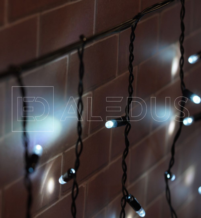 Электрогирлянда Бахрома ALEDUS 3x0.9 м, черный провод, ПВХ, белый, арт. i-BP-3x0.9M-W