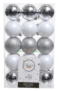 Набор пластиковых шаров Серебряный Бор 60 мм., уп. 30 шт., KAEMINGK, арт. 020114