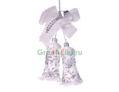 Елочное украшение колокольчики Менуэт 8,5 см., прозрачный, 2 шт., Елочка, арт. С 1174