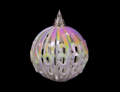 Пластиковый шар Ажурное очарование 100 мм., белый радужный, Forest Market арт. 190938