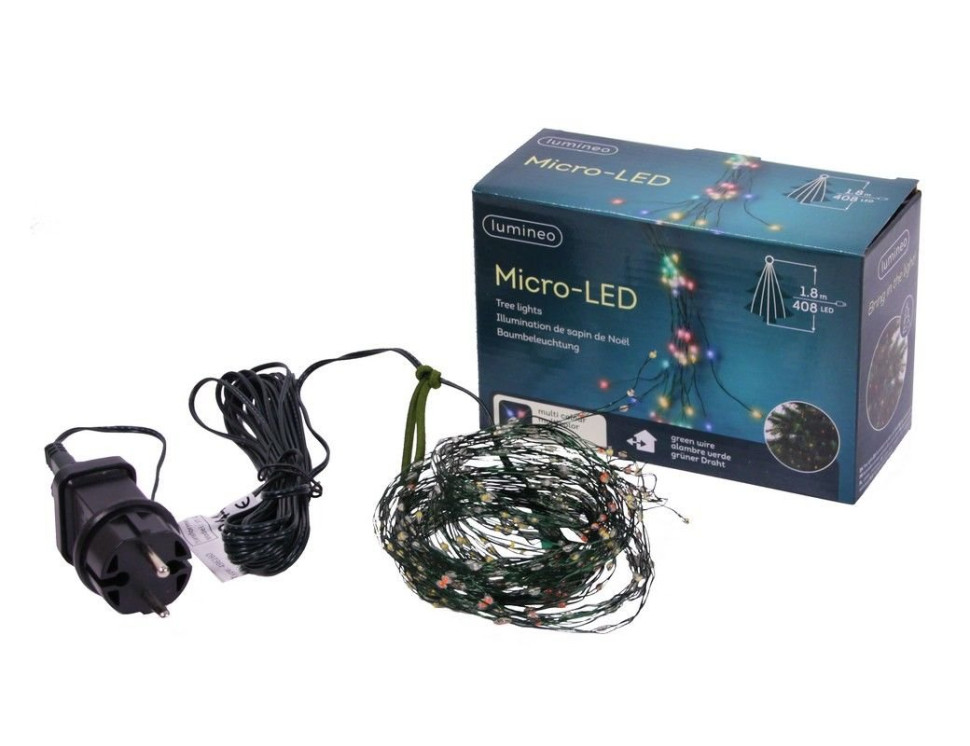 Электрогирлянда Звездный Ёлочный Дождик 12*1.8+5 м, 408 micro LED-огней, mix, Kaemingk, арт. 496160