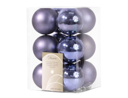 Набор пластиковых шаров Дивный 60 мм., джинсово-голубой, 12 шт., mix, Kaemingk, арт. 021940