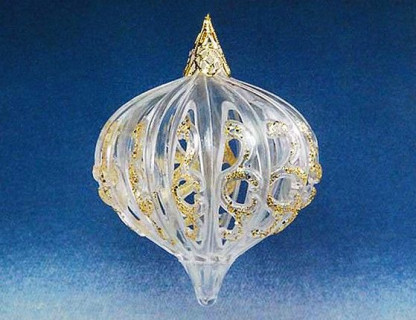 Пластиковый шар Капля луковка 100 мм, прозрачный с золотом, Forest Market, арт. 200794