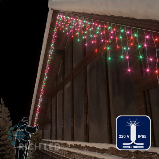 Светодиодная бахрома Rich LED, 3*0.5 м, красный-зеленый-розовый, мерцающая, белый резиновый провод, арт. RL-i3*0.5F-RW/RGP