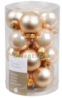 Набор стеклянных шаров 35 мм. Делюкс Мини перламутровые, глянцевые и матовые, 16 шт., Kaemingk, арт. 010302