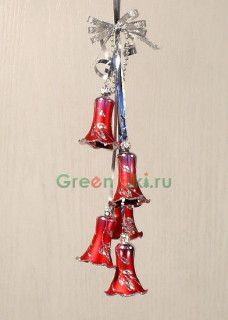 Елочное украшение колокольчики Лаванда 7,5 см., красный, 5 шт., Елочка, арт. С 809-красная