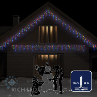 Светодиодная бахрома Rich LED, 3*0.5 м, мульти, прозрачный провод, арт. RL-i3*0.5-T/M