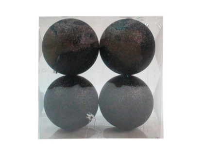 Набор однотонных пластиковых шаров, глиттер, черный, 100 мм, 4 шт.