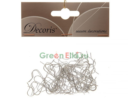 Крючки серебряные для елочных игрушек и украшений, 35х0.8 мм, 50 шт, Kaemingk, арт. 400003