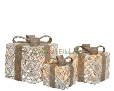 Светодиодный набор Франт, mix, бежевый, заснеженный, теплый-белый, Kaemingk, арт. 480454