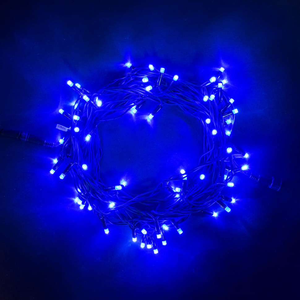 Светодиодная нить, 10 м., 75 LED, 24V, каучук, черн. пр., синий, Laitcom, арт. LL75-1-1B 04-105