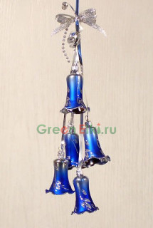 Елочное украшение колокольчики Лаванда 7,5 см., синий, 5 шт., Елочка, арт. С 809-синяя