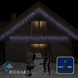 Светодиодная бахрома Rich LED, 3*0.5 м, мульти, черный провод, арт. RL-i3*0.5-B/M