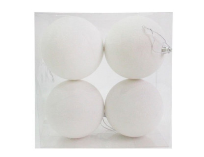 Набор однотонных пластиковых шаров, глиттер, белый, 100 мм, 4 шт.