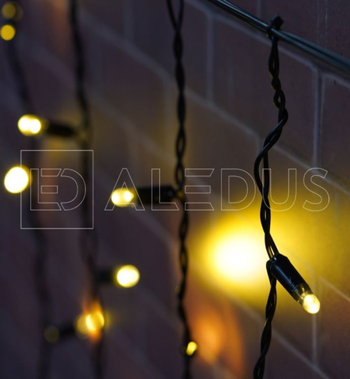 Электрогирлянда Бахрома ALEDUS 3x0.9 м, черный провод, ПВХ, теплый белый, арт. i-BP-3x0.9M-WW
