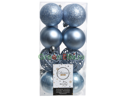 Набор пластиковых шаров Белль 60 мм., голубая вода, 16 шт., Kaemingk, арт. 167155