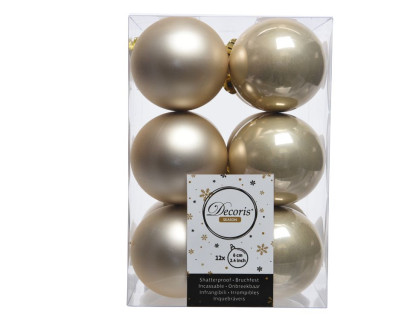 Набор пластиковых шаров Дивный 60 мм., перламутровый, 12 шт., mix, Kaemingk, арт. 021845