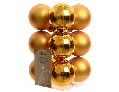 Набор пластиковых шаров 60 мм., насыщенно золотой, mix, 12 шт., Kaemingk, арт. 906421