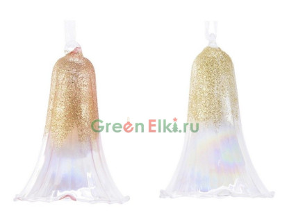 Набор елочных украшений Радужные колокольчики 8 см., стекло, 12 шт., Kaemingk, арт. 061479