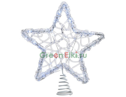 Верхушка Звезда Плетёнка 20 см., холодный белый, батарейки, таймер KAEMINGK, арт. 162143