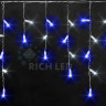 Светодиодная бахрома Rich LED, 3*0.5 м, сине-белая, белый резиновый провод, арт. RL-i3*0.5-RW/BW