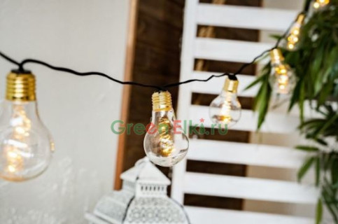 Светодиодная гирлянда в стиле ретро Лампы накаливания 2.7 м, на черных шнурках, арт. 161695