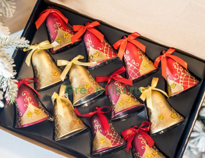 Набор елочных украшений LOVELY BELL 6.5х9 см., стекло, 12 шт., Kaemingk, арт. 120147-набор