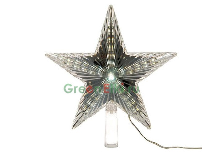 Верхушка Звезда 22 см., холодный белый, прозрачный провод, KAEMINGK, арт. 495203
