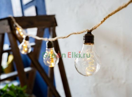 Светодиодная гирлянда в стиле ретро Лампы накаливания 2.7 м, на светлых шнурках, арт. 480377