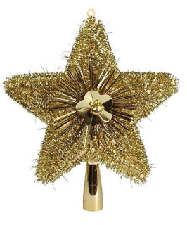 Верхушка Звезда Искристая 23 см, золото, фольга, пластик, арт. 410493