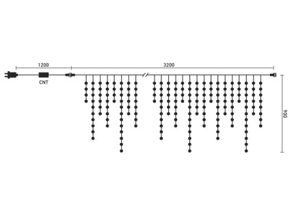 Электрогирлянда Бахрома, каучук, 3,2х0,9 м., черн. пр., синий, LaitCom, арт. LL232-1-2B 04-010